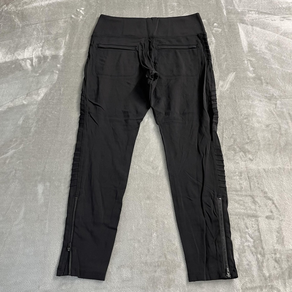Athleta Delancey Moto Tight Leggings Womens L Black Zip‎ Ankle Pockets - Picture 2 of 8